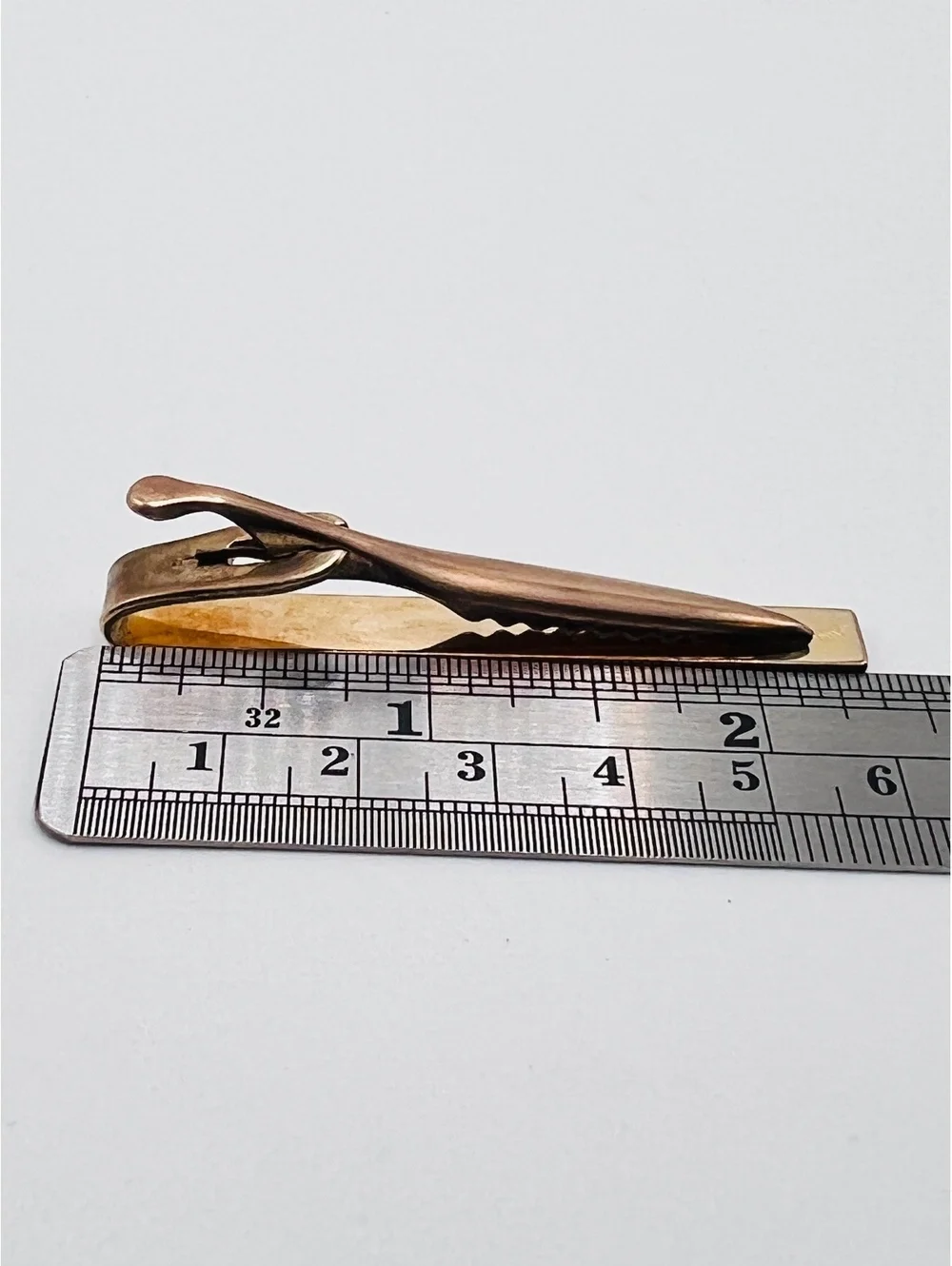 Vintage 14K Gold Overlay Textured Tie Bar Clip 2” Men’s Jewelry